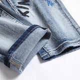 Mens Fashion Jeans Embroidered street graffiti 7118#