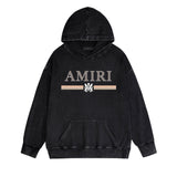 Amiri washed hoodie colorful snake letter horizontal strips washed distressed printing