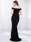 Women Party Dress Sequined Gold Dress for Banquet (Ss0416)
