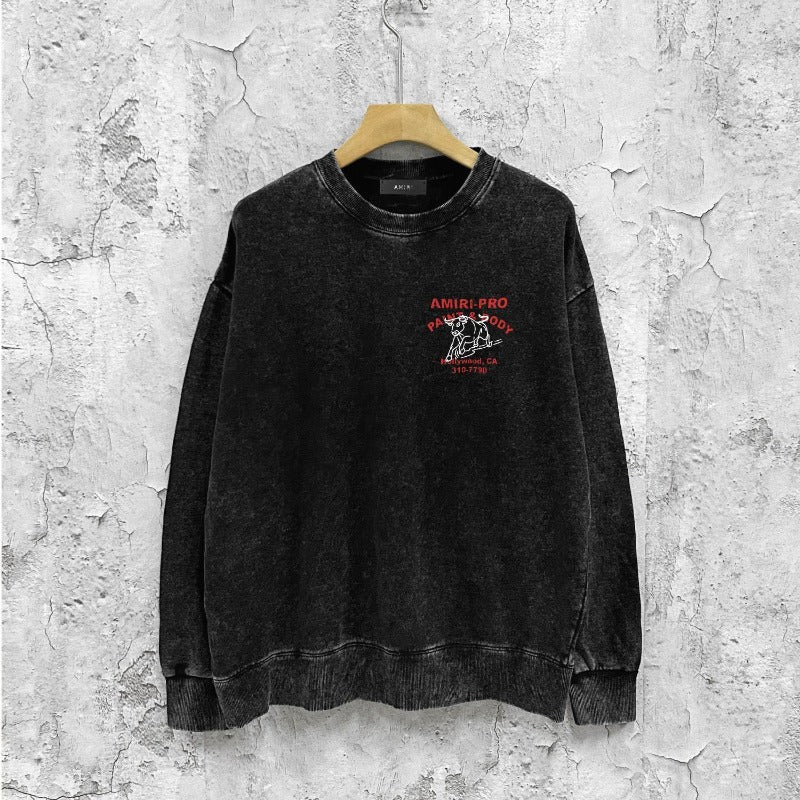 Amiri washed sweatshirt bull printing washed and distressed
