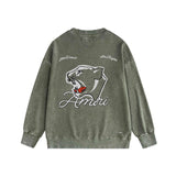 Amiri washed sweatshirt black panther printing washed and distressed