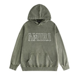 Amiri washed hoodie with beveled letter washed distressed printing