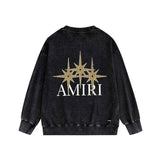 Amiri washed sweatshirt bone crack star printing washed and distressed