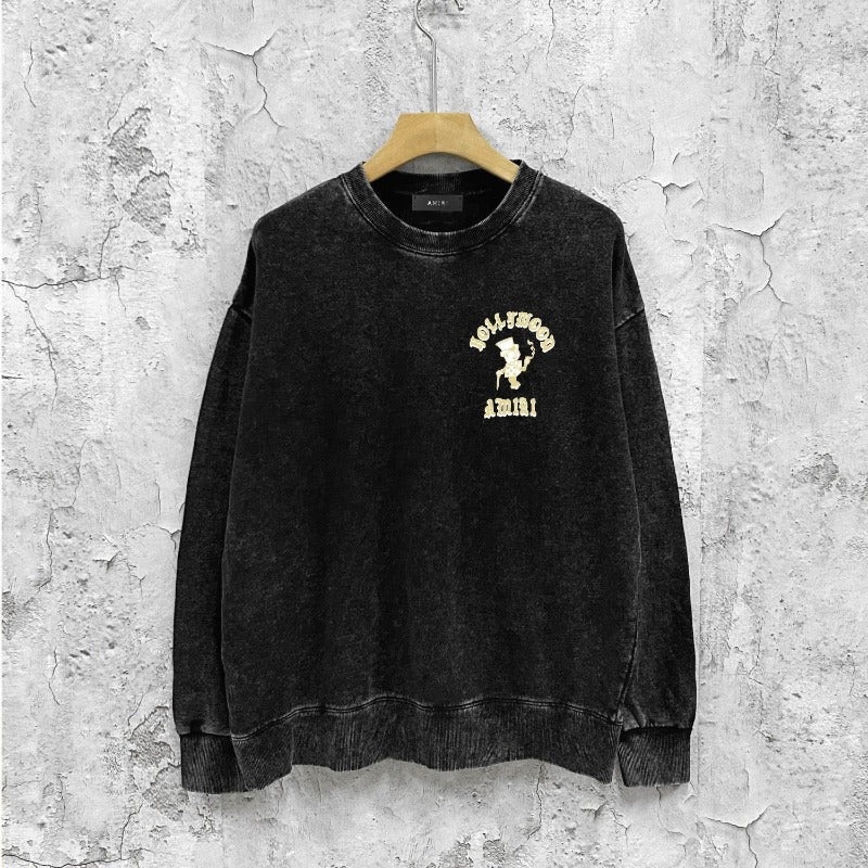 Amiri washed sweatshirt dice man printing washed and distressed