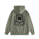 Amiri washed hoodie flower shield distressed printing