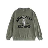 Amiri washed sweatshirt wolf music hand printed washed and distressed