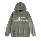 Amiri washed hoodie music letter distressed printing