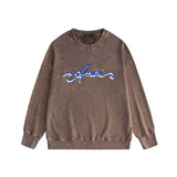 Amiri washed sweatshirt blue art word printing washed and distressed