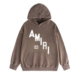 Amiri washed hoodie ladder text printing washed distressed printing