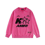 Amiri washed sweatshirt five-pointed star mottled letterprinting washed and distressed