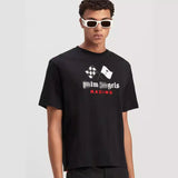 Palm Angels T Shirts Racing Flag Letter Print Short Sleeve T-Shirt