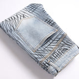 Mens Fashion Jeans Cross-line wide-leg pants 5718#