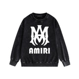 Amiri washed sweatshirt large simple logo printing washed distressed sweatshirt