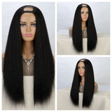 Women's Wigs Black Voluminous U-Part Straight Yaki Wig