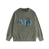 Amiri washed sweatshirt cashew flower overlapping letter print washed old