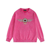 Amiri washed sweatshirt flying eagle wings chapter printing washed and distressed