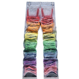 Mens Fashion Jeans Colorful Destructive Ribbons 5715#