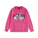 Amiri washed sweatshirt colorless floral printing washed and distressed