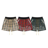 Rhude Shorts Casual Sports Mesh Checked Shorts Elastic Beach Pants