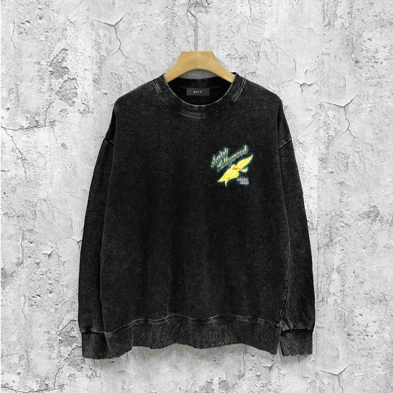 Amiri washed sweatshirt star point wings printing washed and distressed