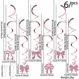 Themed Party Supplies Bowknot Birthday Banner – Glitter Cutout Letters & Spiral Hanging Decorations