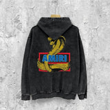 Amiri washed hoodie king cobra gold printing distressed printing