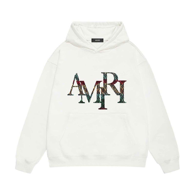 Amiri hoodie rainbow letter printing