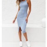 Women Dresses Knitted Slit Dress