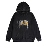 Amiri washed hoodie splashed paint skeleton washed distressed printing