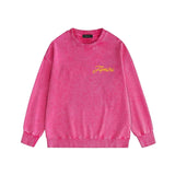 Amiri washed sweatshirt yellow letter pegasus printing washed and distressed