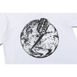 C.e t shirts earth pattern printing round neck pullover for men and women