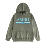 Amiri washed hoodie colorful snake letter horizontal strips washed distressed printing