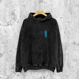 Amiri washed hoodie vertical small overlapping letter washed distressed printing