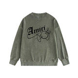 Amiri washed sweatshirt bowling printing washed and distressed
