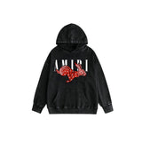 Amiri washed hoodie cashew flower rabbit letterprinting