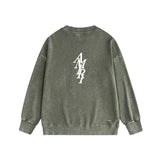 Amiri washed sweatshirt vertical small overlapping letter print washed old