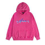 Amiri washed hoodie blue color art word printing washed and distressed