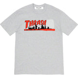 Mens T-shirts 21FW Thrasher Skyline Tee Flame City Short Sleeve T-Shirt