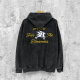 Amiri washed hoodie yellow letter pegasus distressed print