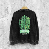 Amiri washed sweatshirt green leaf letterprinting washed and distressed