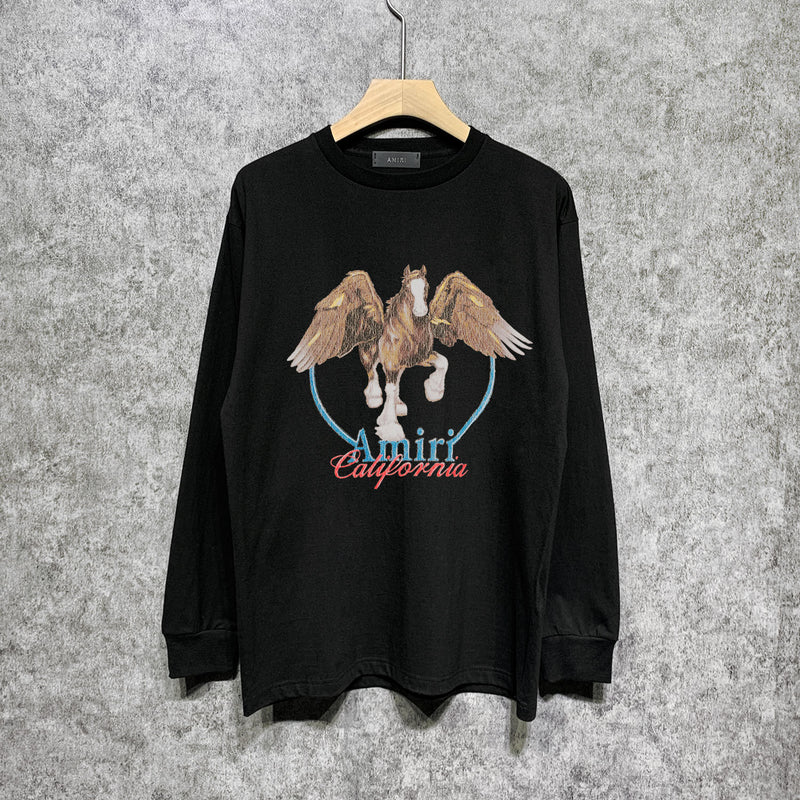 Amiri long sleeve shirts oil painting pegasus printing