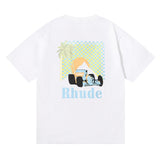 Rhude T Shirt Sunset Coconut Racing Printed Short Sleeve T-Shirt