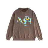 Amiri washed sweatshirt gradient overlapping letterprinting washed and distressed