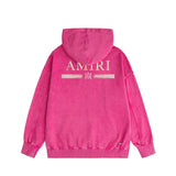 Amiri washed hoodie crayon horizontal stripes washed distressed printing