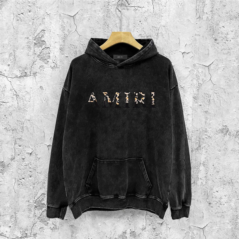 Amiri washed hoodie fur washed distressed printing