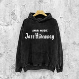 Amiri washed hoodie music letter distressed printing