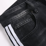 Mens Fashion Jeans White stripes 5725#