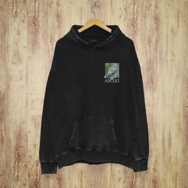Amiri washed hoodie black panther washed distressed printing