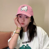 Y2k hot girl hat heavy industry cutekt cat pink baseball cap casual peaked cap sunshade