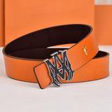Amiri Belt Orange tabby Golden deer logo